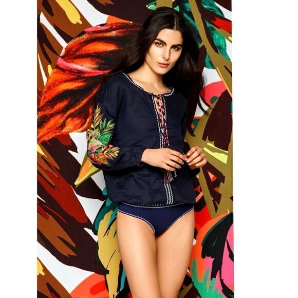 AGUA BENDITA SWIMWEAR BENDITO MARINA EMBROIDERED BLOUSE - Picture 2 of 10